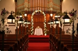 Historic wedding chapel is already decorated for your Richmond, Indiana wedding ceremony