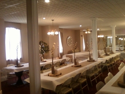Vintage Indiana Wedding Venue The Olde North Chapel banquet room decorated for a wedding